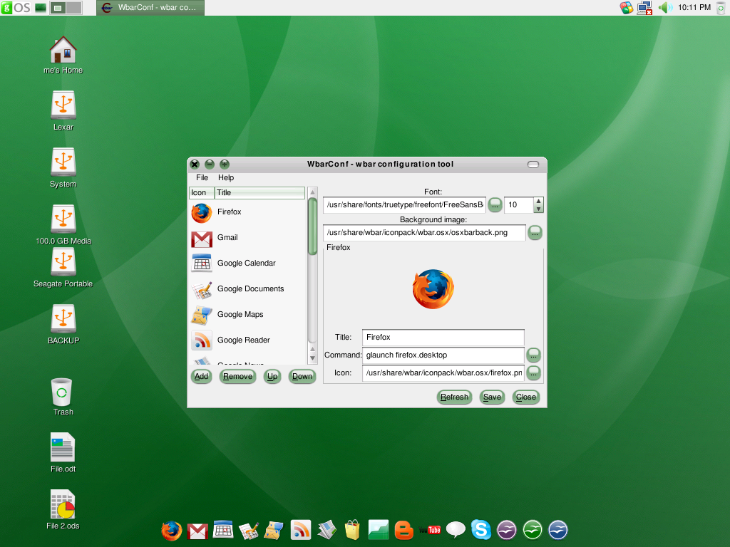 gOS 3.1 wBar Customization